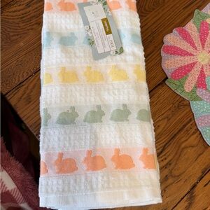 Easter Bunny Stripe Kitchen Towel - Pastel Multicolor Set of 3